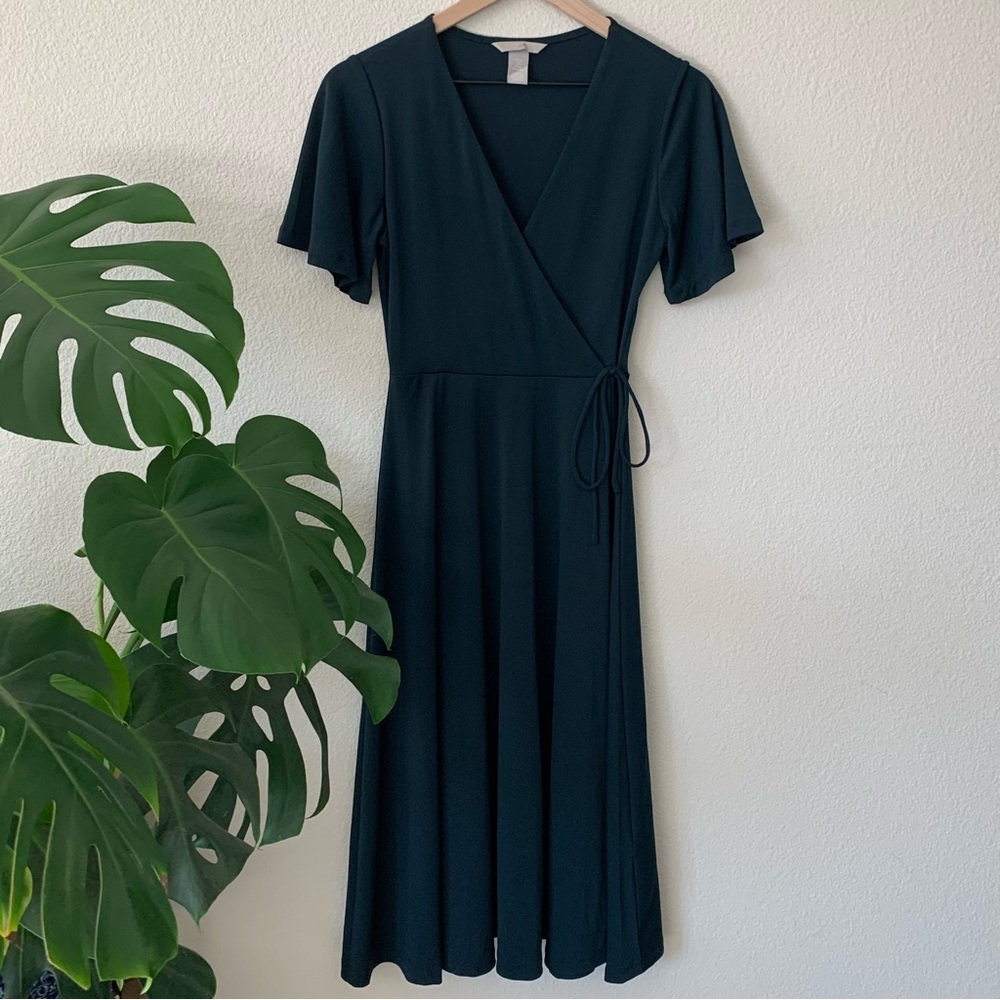 H&M Wrap Dress, Solid Navy Blue, Size XS